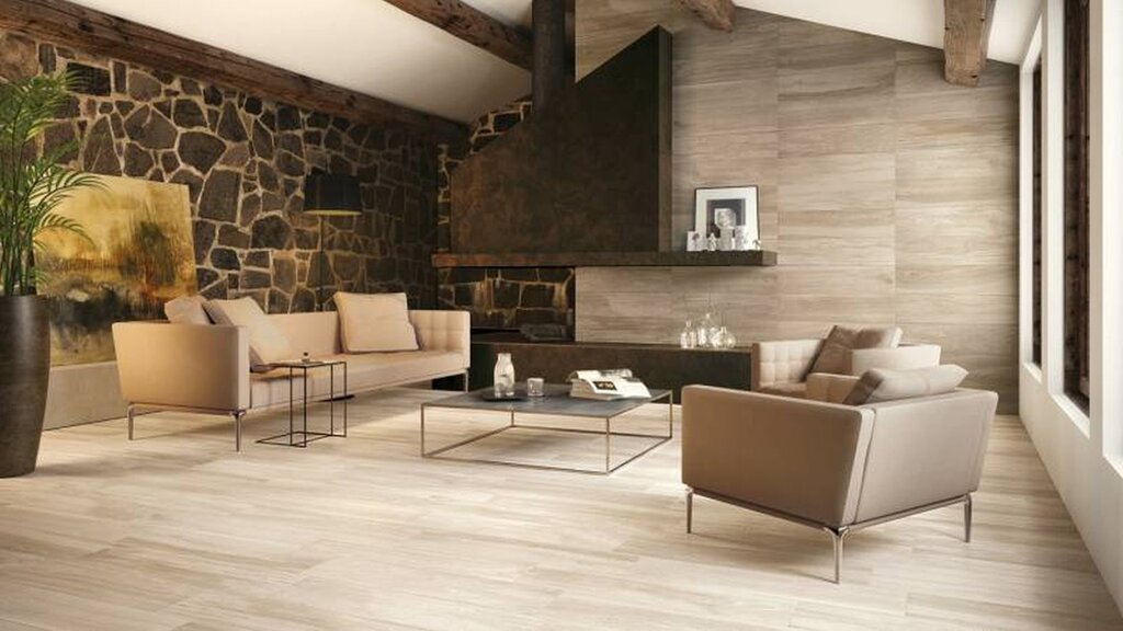 Porcelain tile with a wood effect