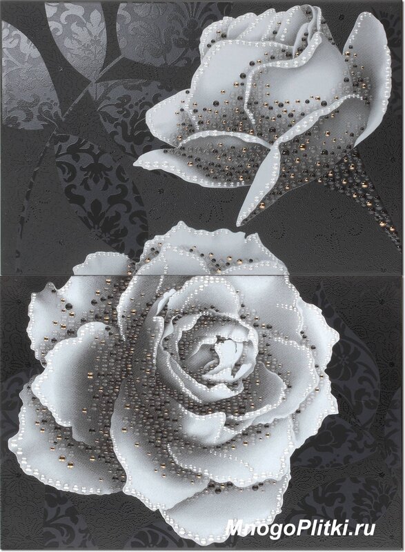 Black and white rose tile 24 фото