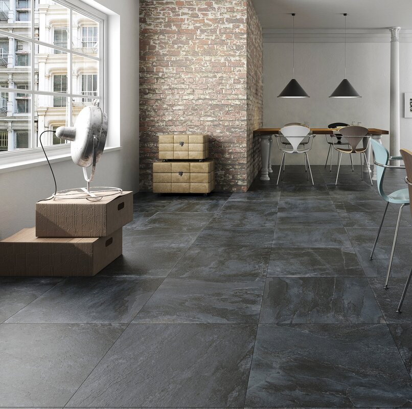 Slate tile in the interior