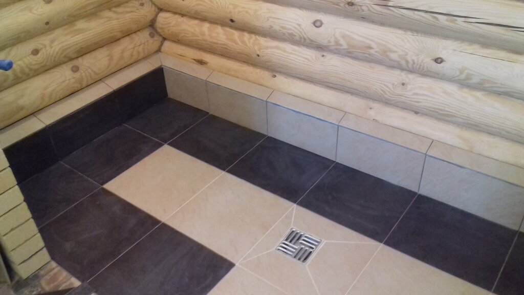 Tiles on the floor in the sauna