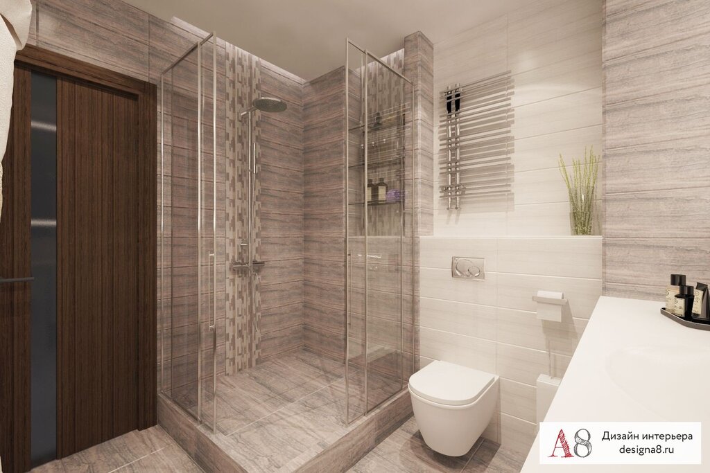 The tile in the bathroom with a shower cabin