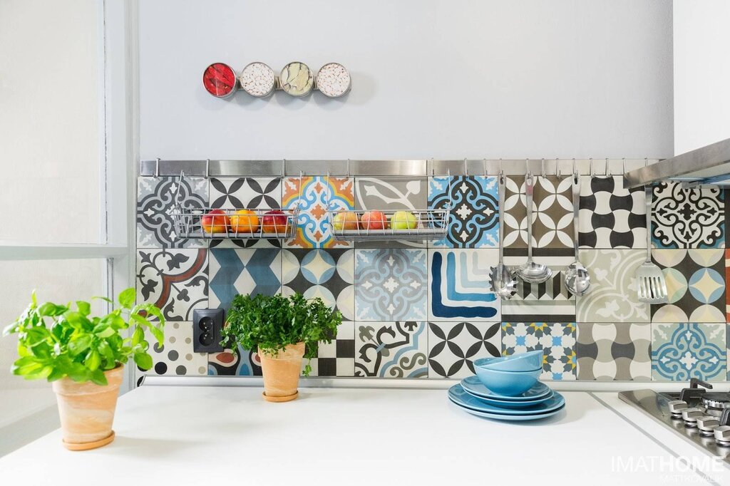 Patchwork-style tiles for the kitchen