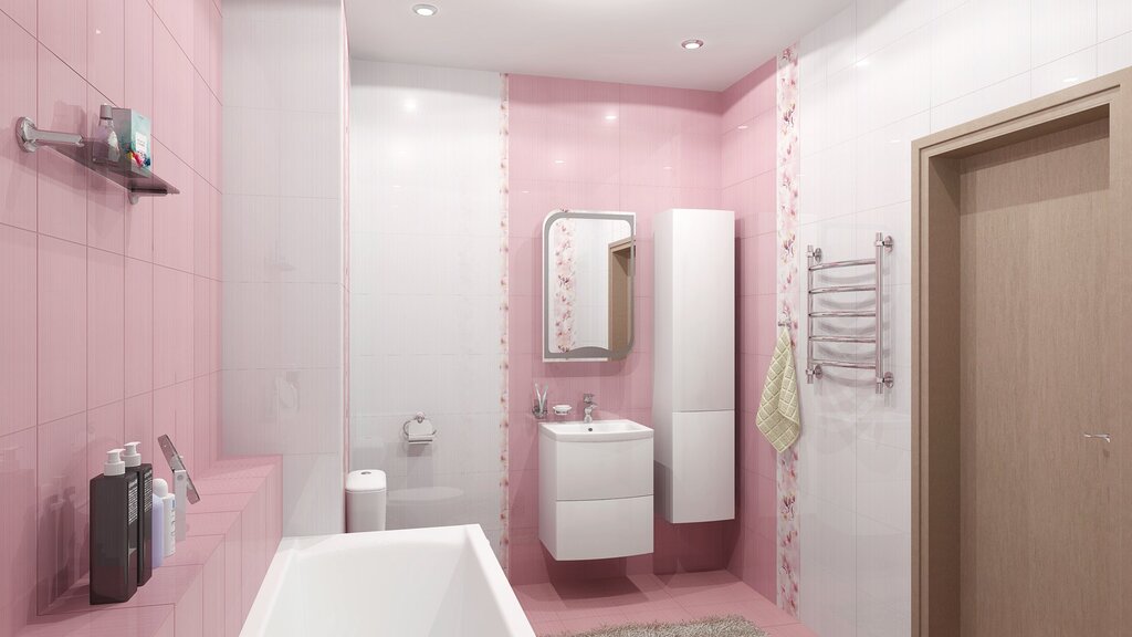 Pink tile for the bathroom