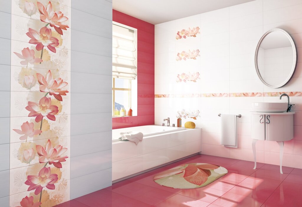 Tiles for the bathroom with flowers