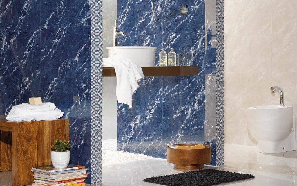 Tile for the bathroom blue marble