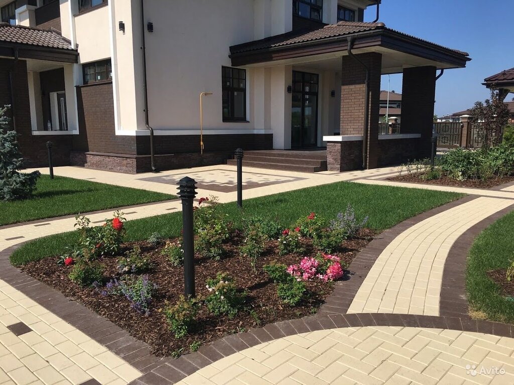 Paved area in front of the house