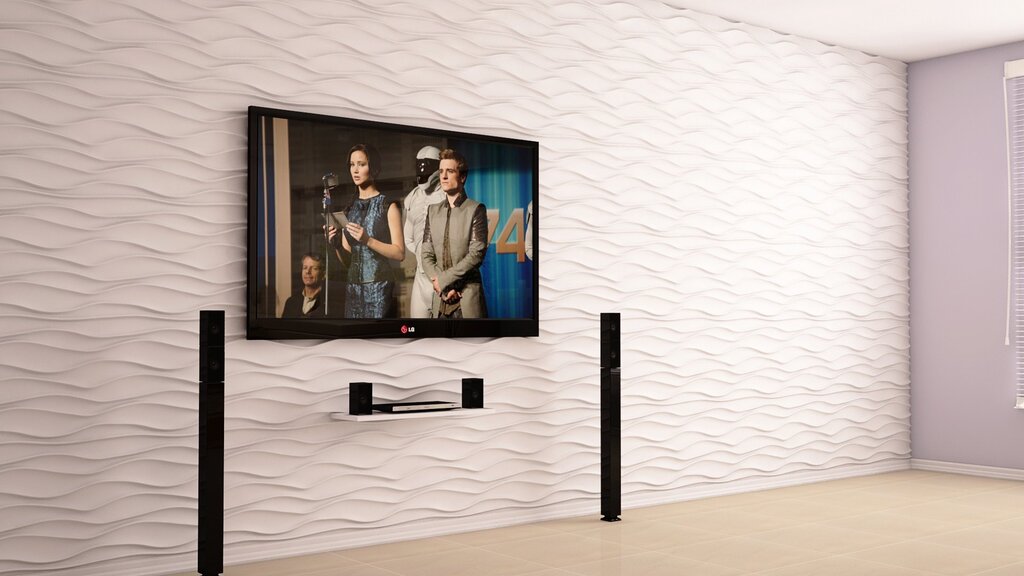 Flat-screen TV on the wall