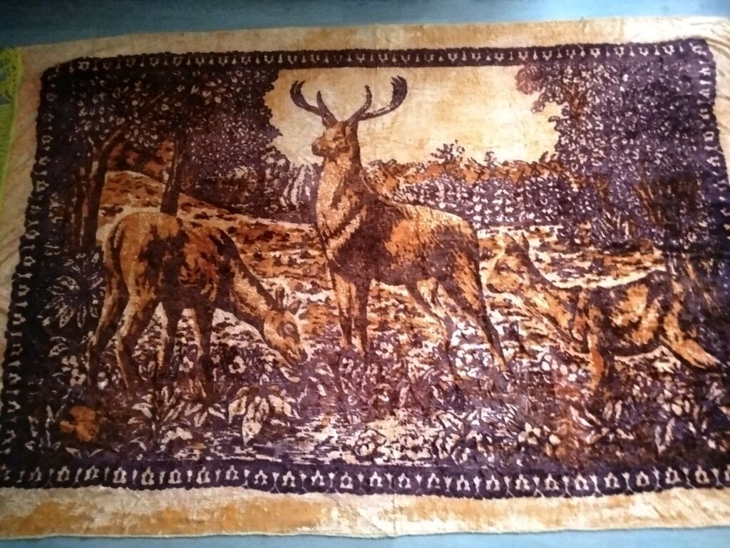 Plush carpet with deer USSR