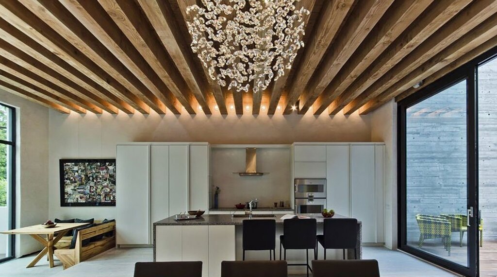 Illumination of wooden beams