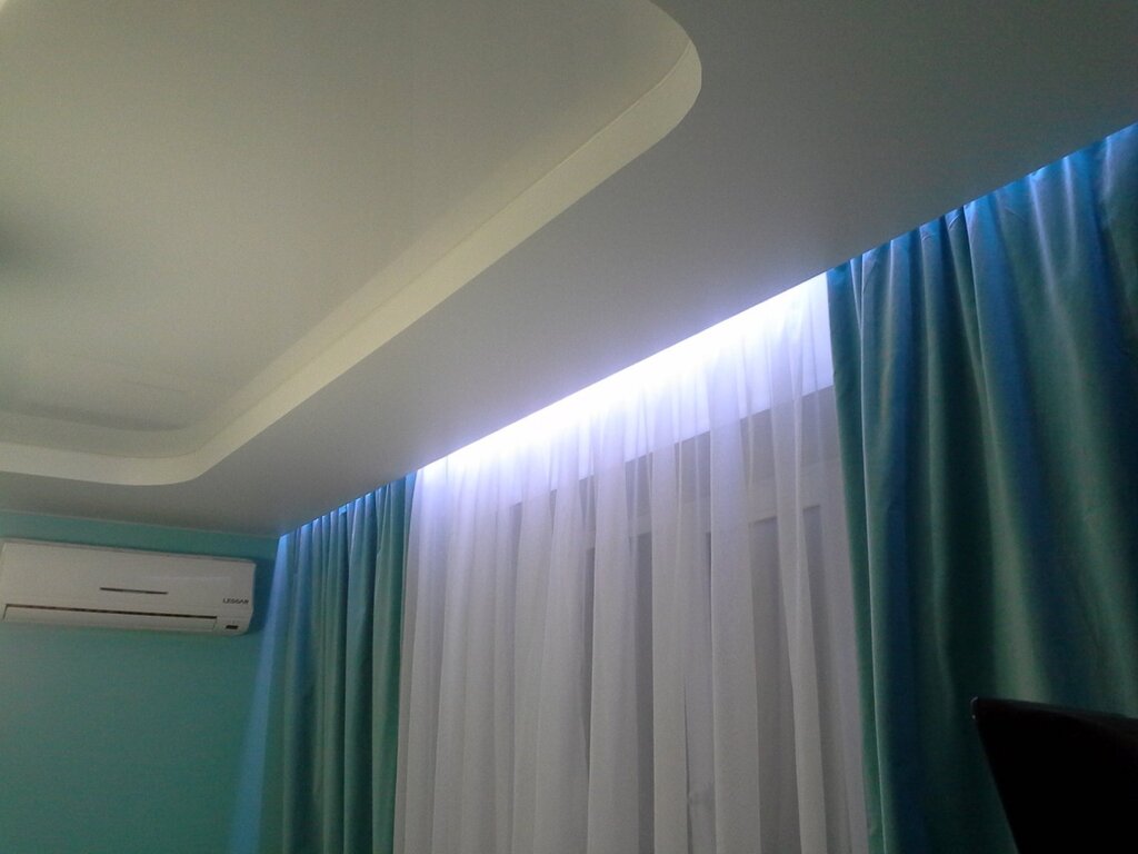 LED strip lighting for curtain cornice