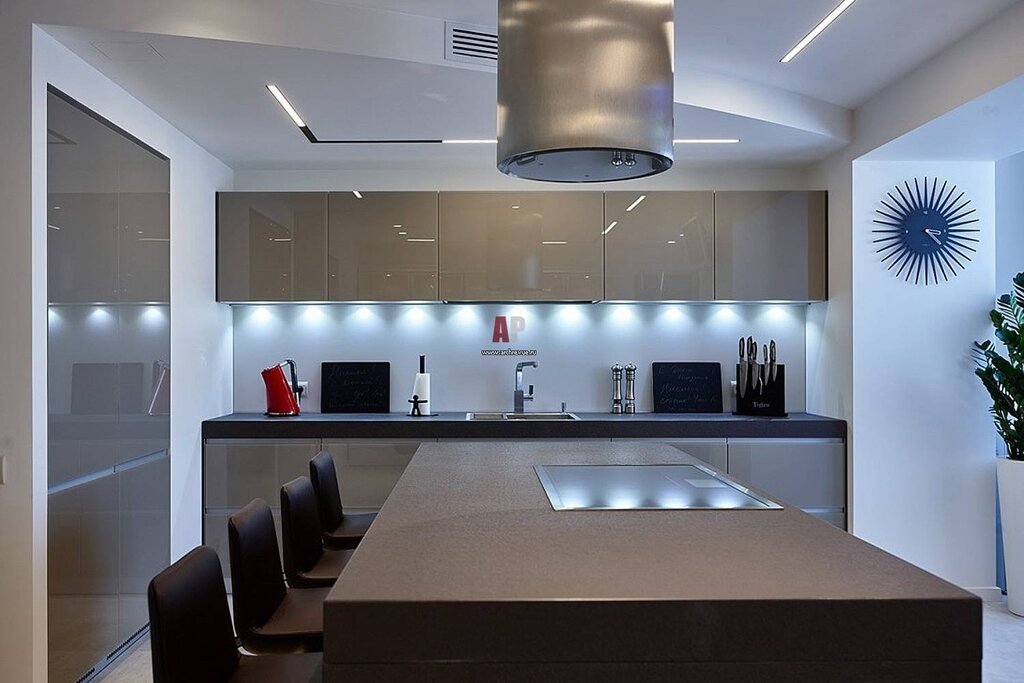 Lighting above the kitchen