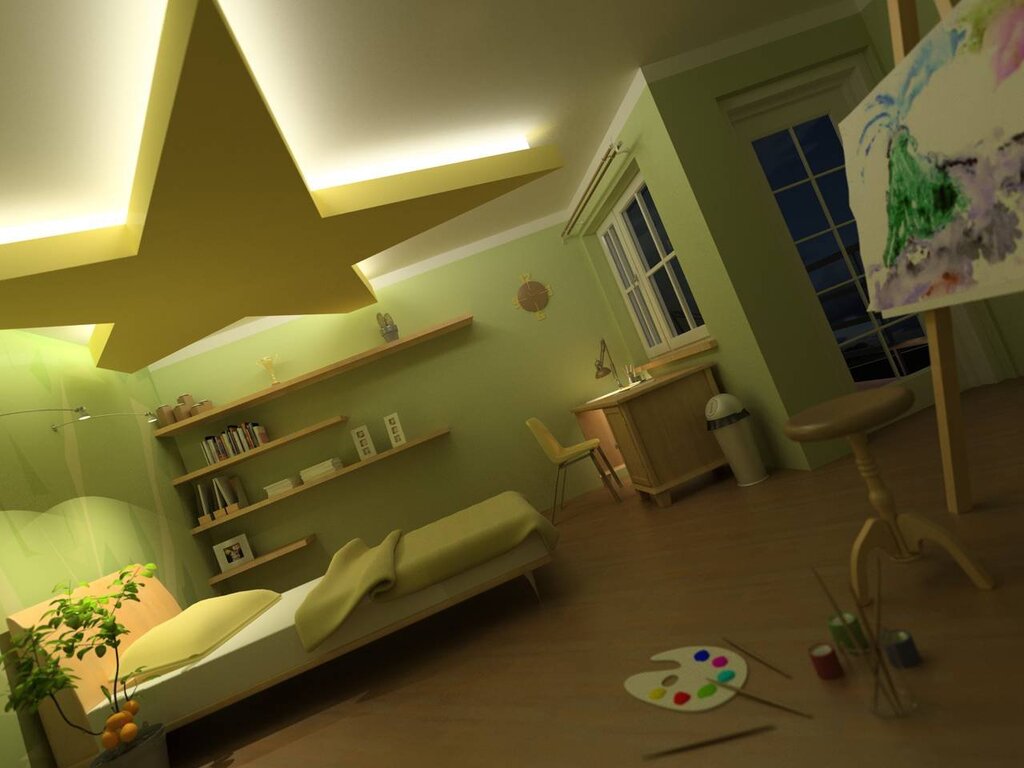 Lighting in the children's room on the ceiling