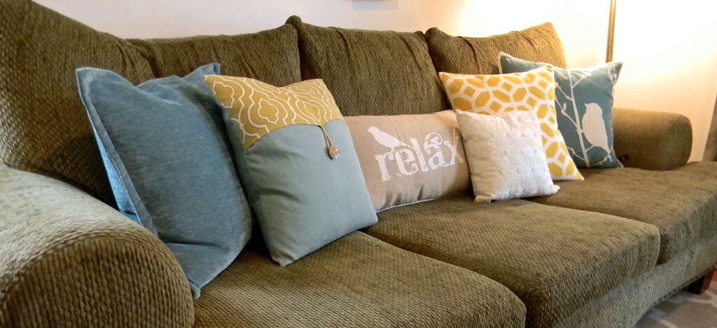 Cushions on the sofa in the interior