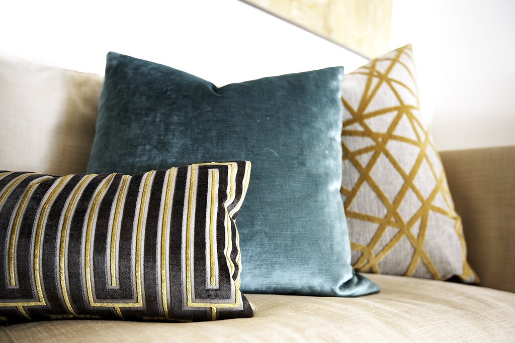 Pillows on the bed in the interior