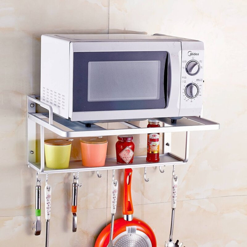 Hanging shelf for microwave