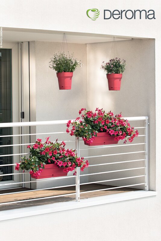 Hanging flower pots on the balcony