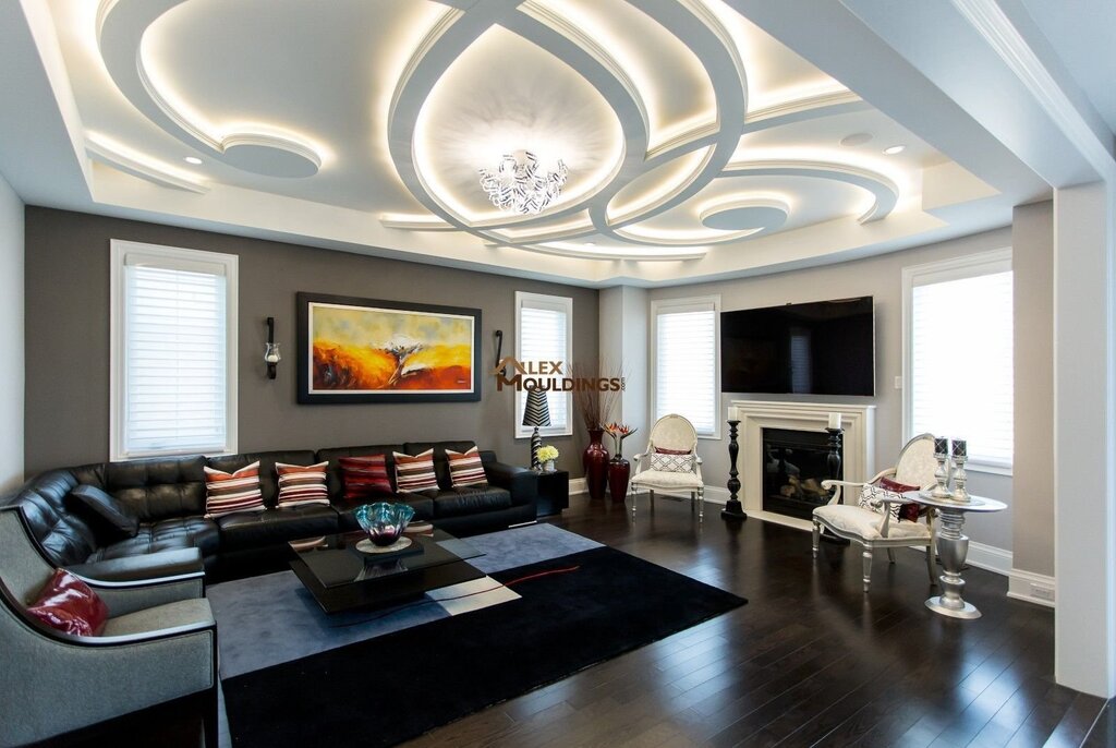 Suspended drywall ceilings in the living room