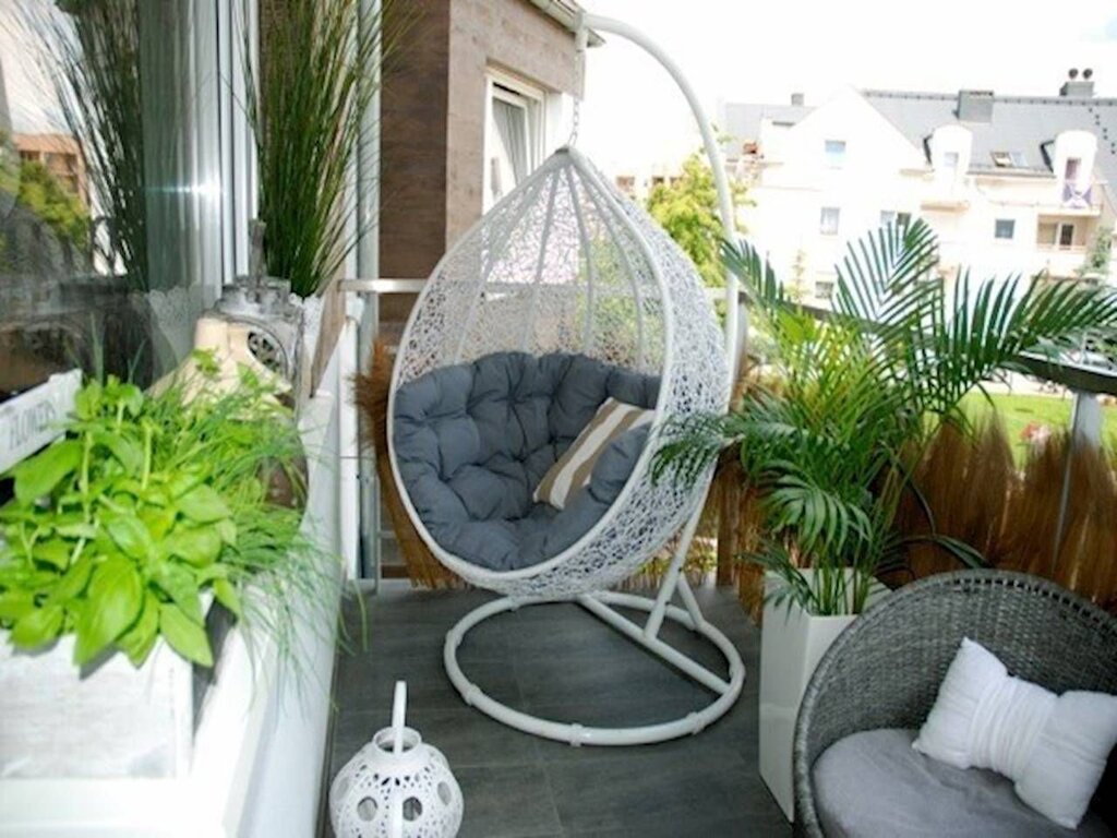 Hanging chair on the balcony