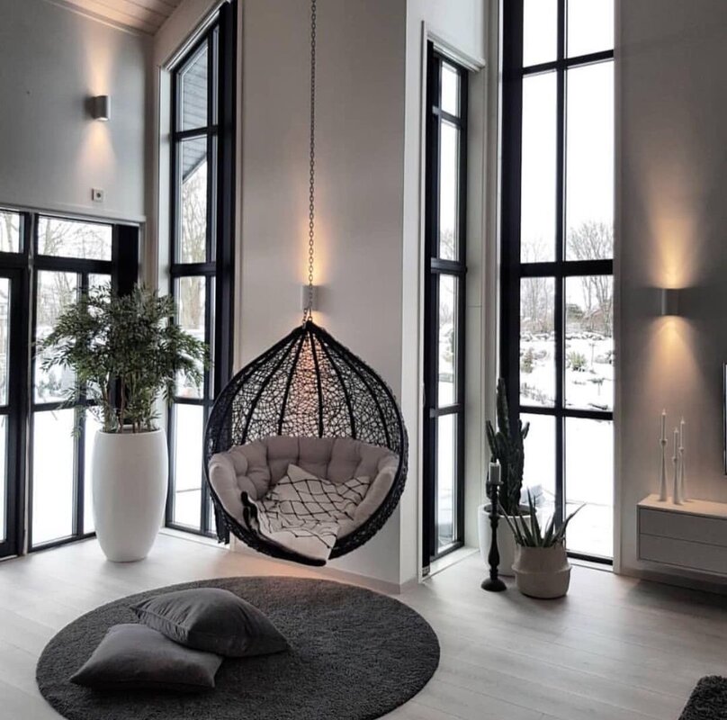 Hanging chair in the interior