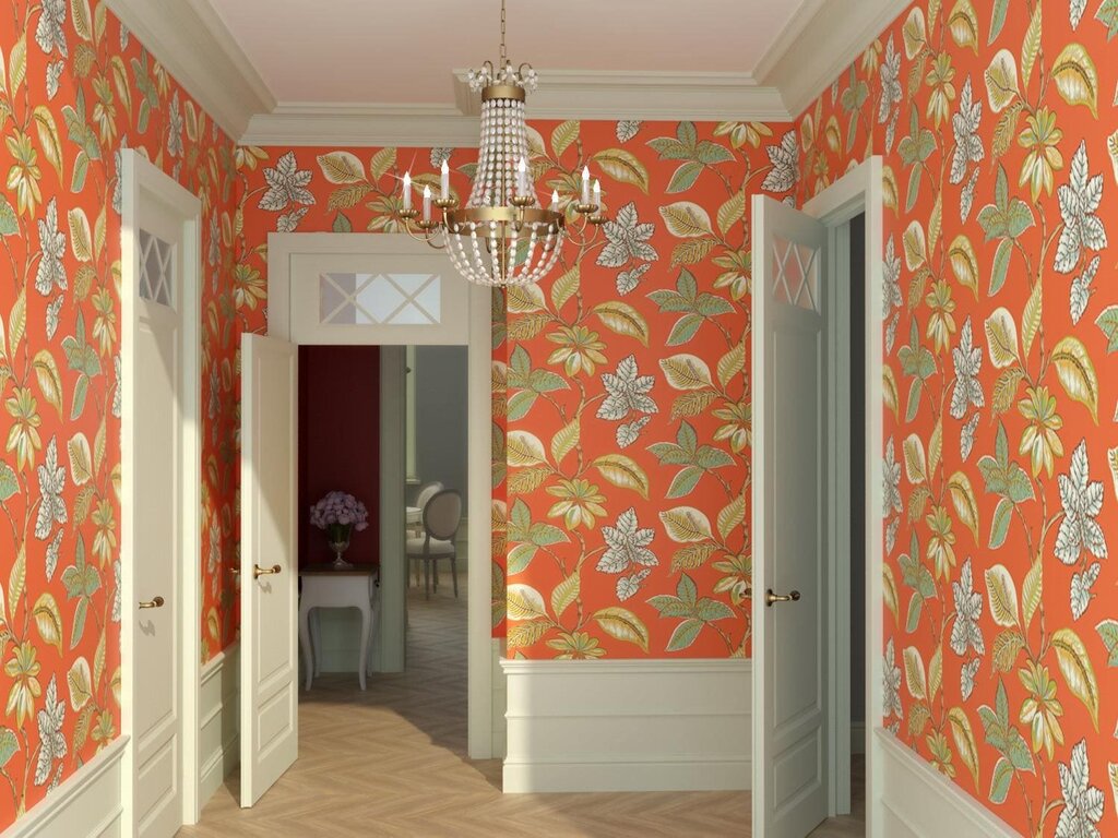 Wallpapering the corridor with two types of wallpaper