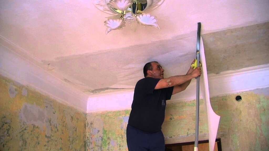 Wallpapering the ceiling for painting