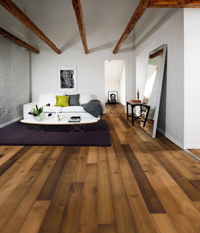 The floor made of boards in the apartment