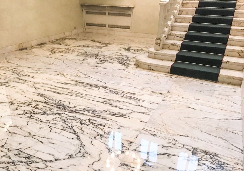 Floor made of marble tiles