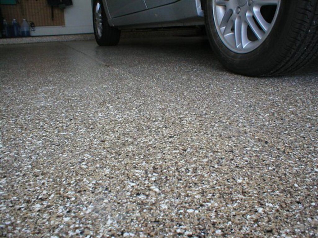 The floor in the garage is made of gravel