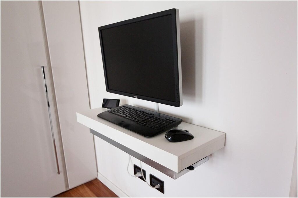 Wall-mounted computer shelf