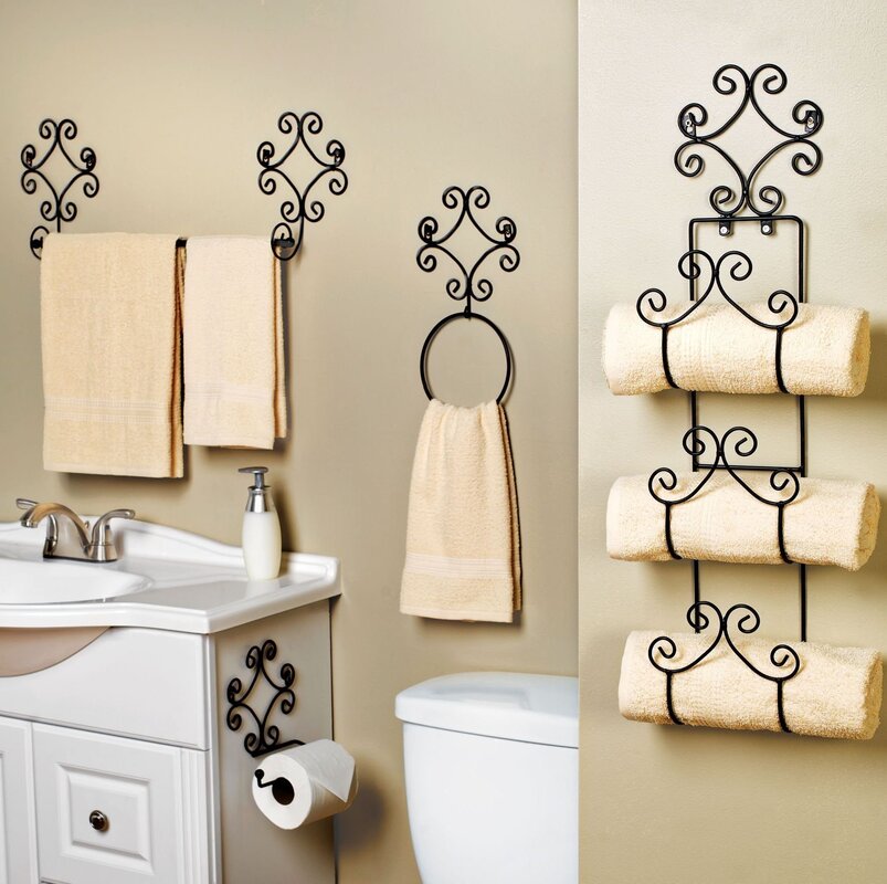 Wall-mounted towel rack for the bathroom