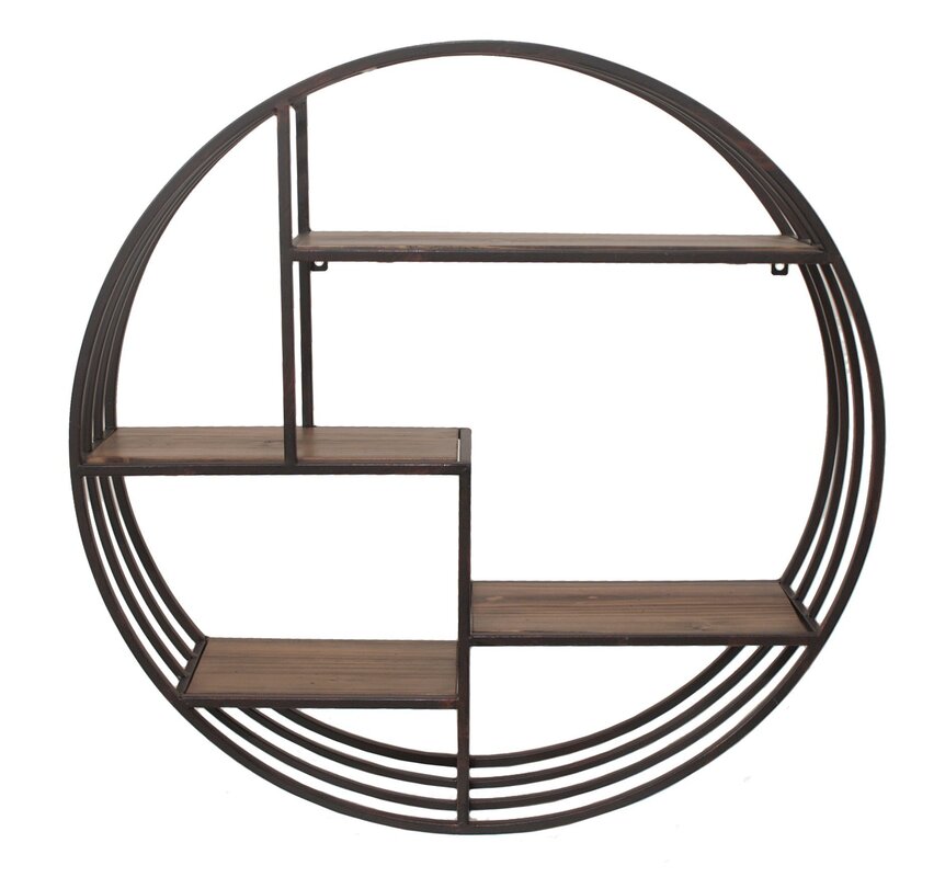 Round wooden wall shelf