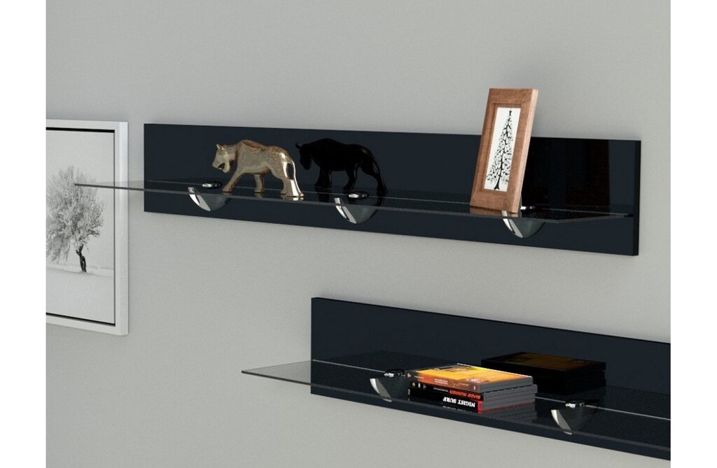 Wall shelf with glass