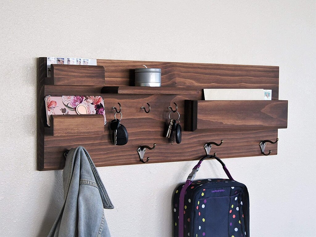 Shelf with hooks for the hallway