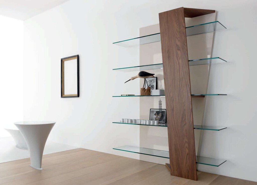 Shelf with glass on the wall