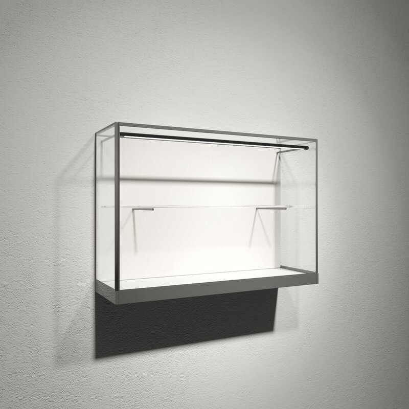 Wall-mounted glass display shelf