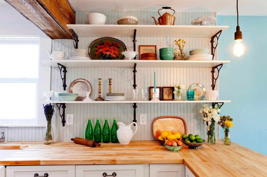 Shelves for the kitchen on the wall