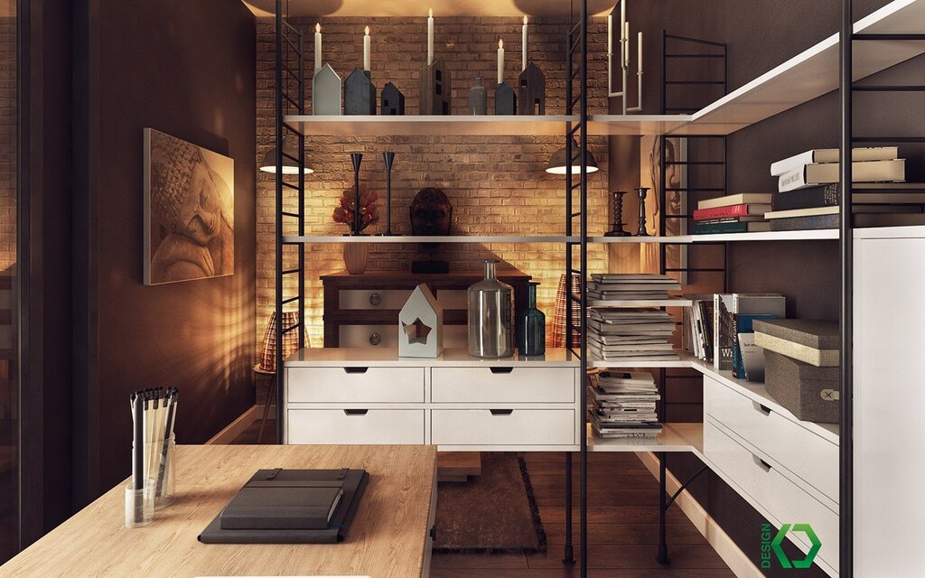 Shelves and racks in loft style