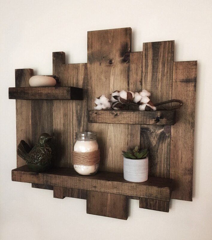 Shelves made of natural wood