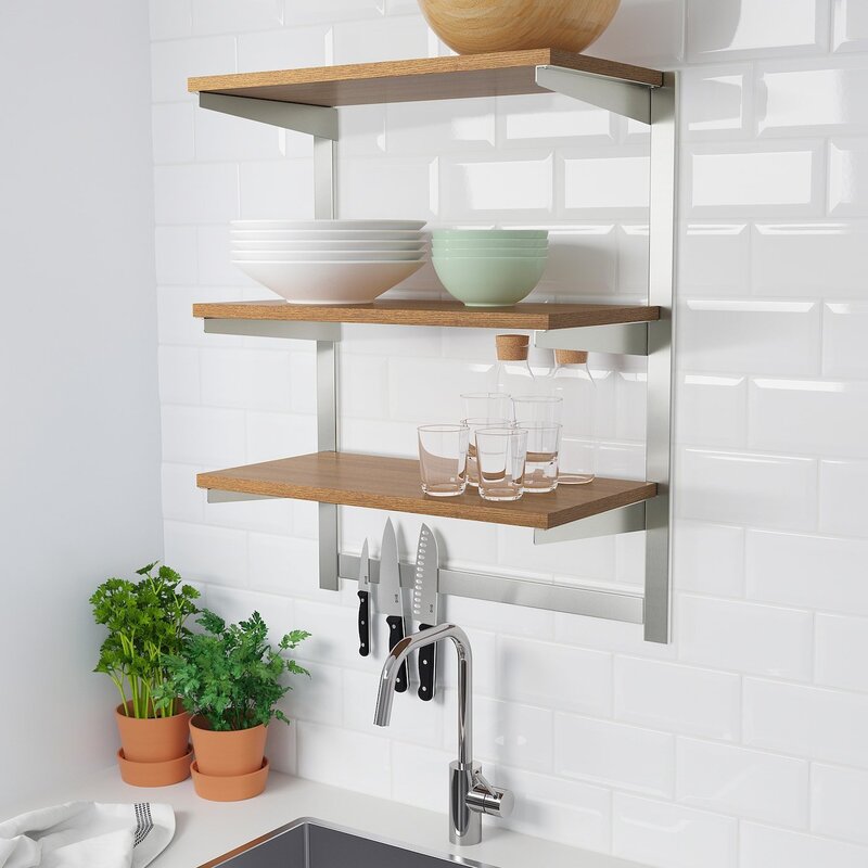 Stainless steel shelves for the kitchen