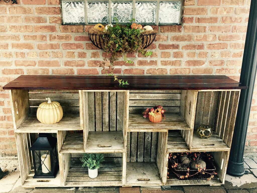 Shelves made from wooden crates