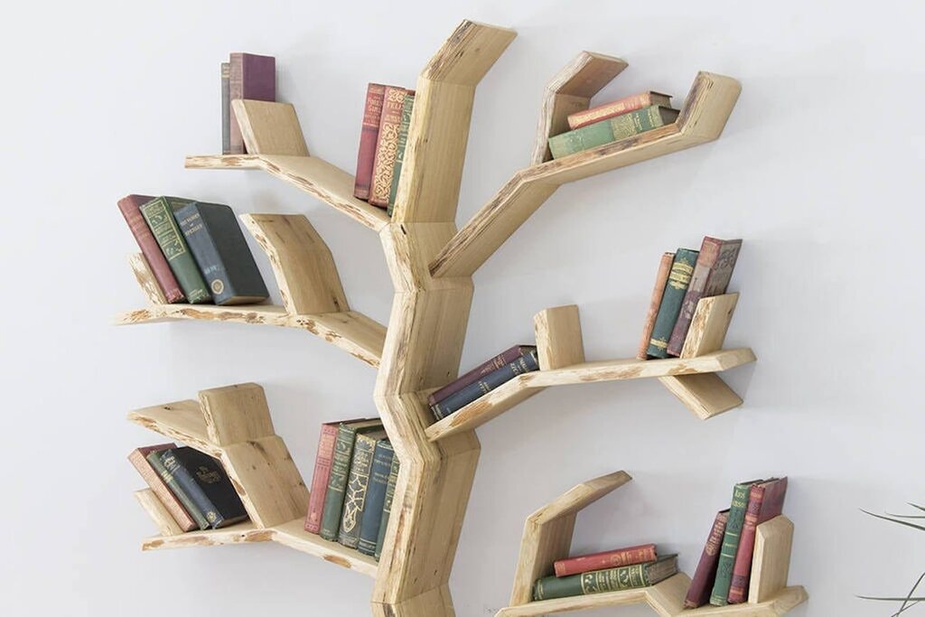 Wall shelves in the shape of a tree