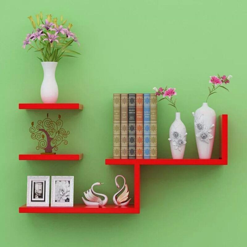 Wall-mounted shelves for flowers