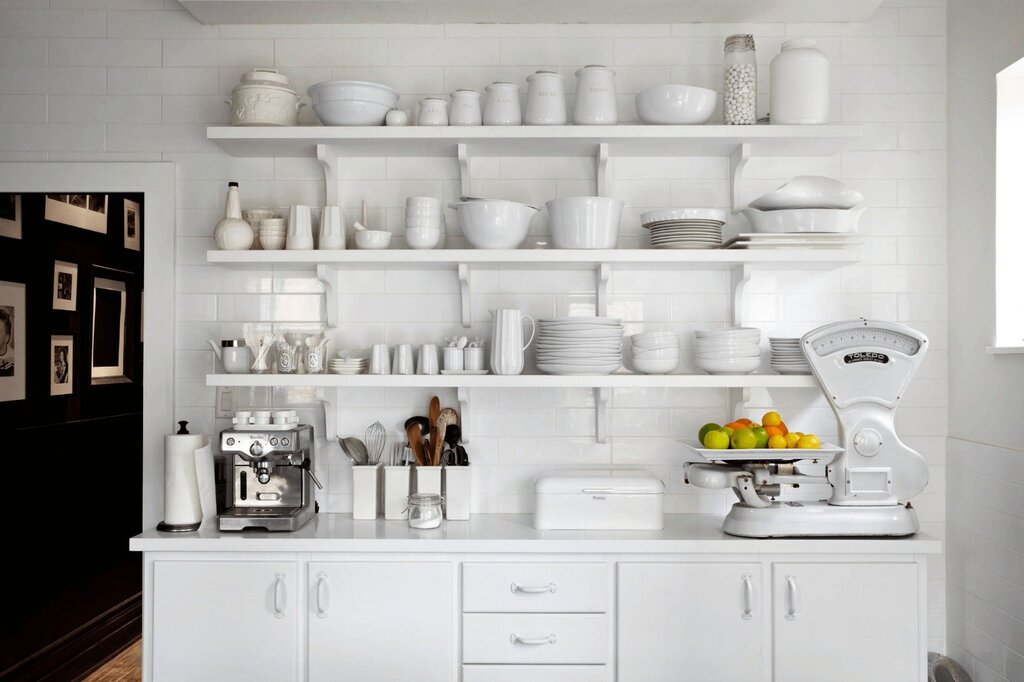 Shelves in the kitchen set