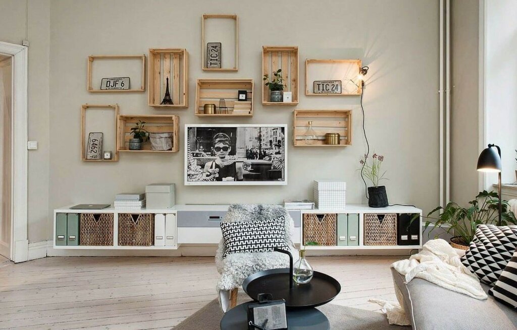 Shelves in Scandinavian style