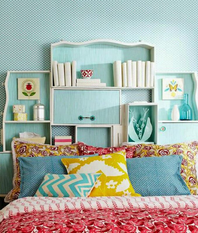 Shelves above the bed