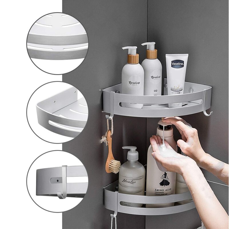 Shelves for shampoos in the bathroom