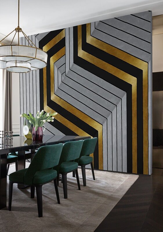 Stripes on the wall in the interior