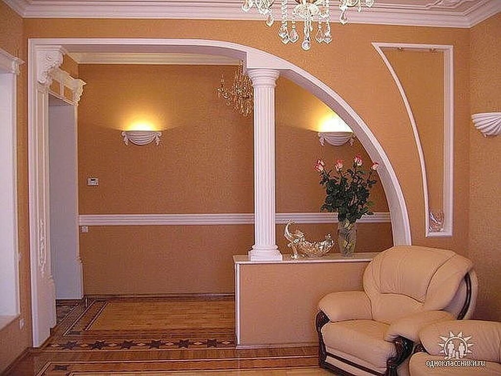 A semi-arch made of drywall