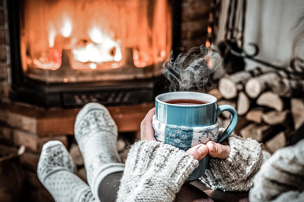 Gathering by the fireplace