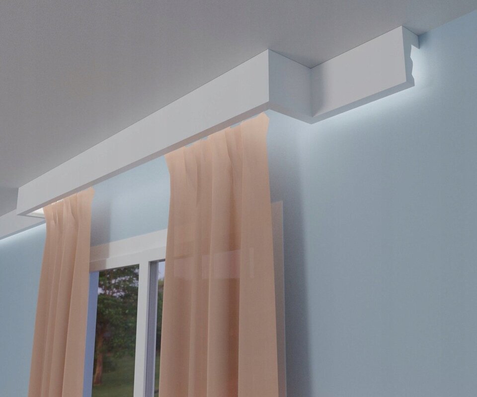 Ceiling curtain rod with lighting